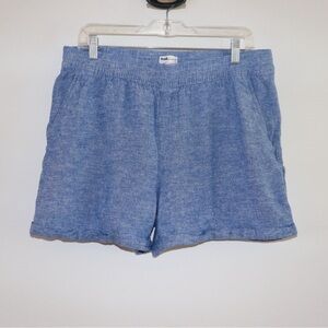 Frank & Oak Blue Linen Blend Shorts